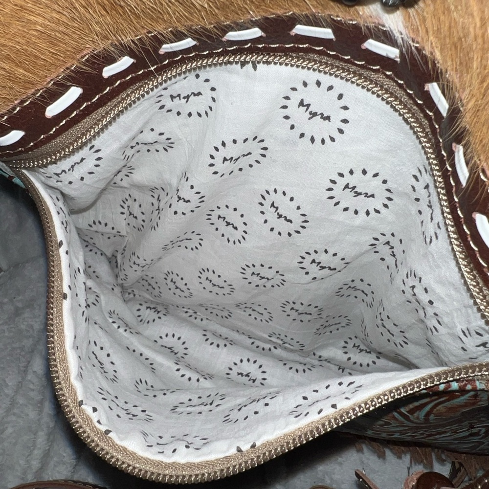 Myra Delphine canvas crossbody bag turquoise detail - Picture 5 of 10